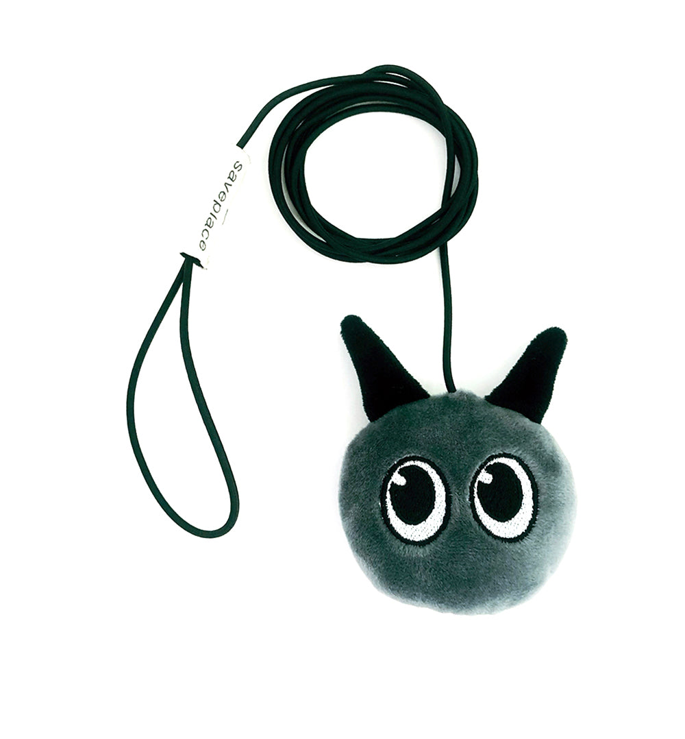 DEVIL Saveplace® plush dog toy with long gummy string